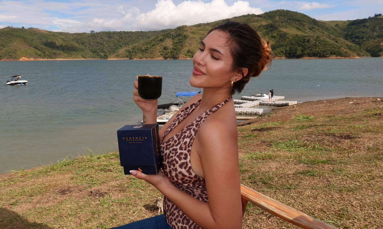 Nicolle, clienta de Cali, con su caja de la Cosecha 2026 de Herencia Ancestral