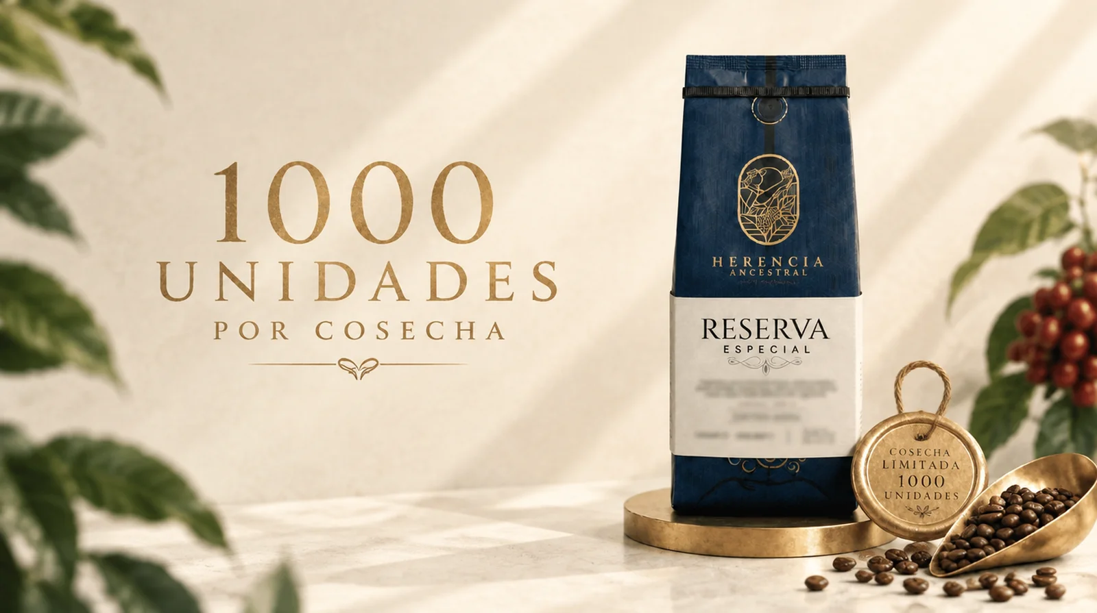 Solo producimos 1.000 unidades por cosecha. Un cafe excepcional merece ser limitado. Herencia Ancestral Reserva Especial, cafe colombiano de origen unico.
